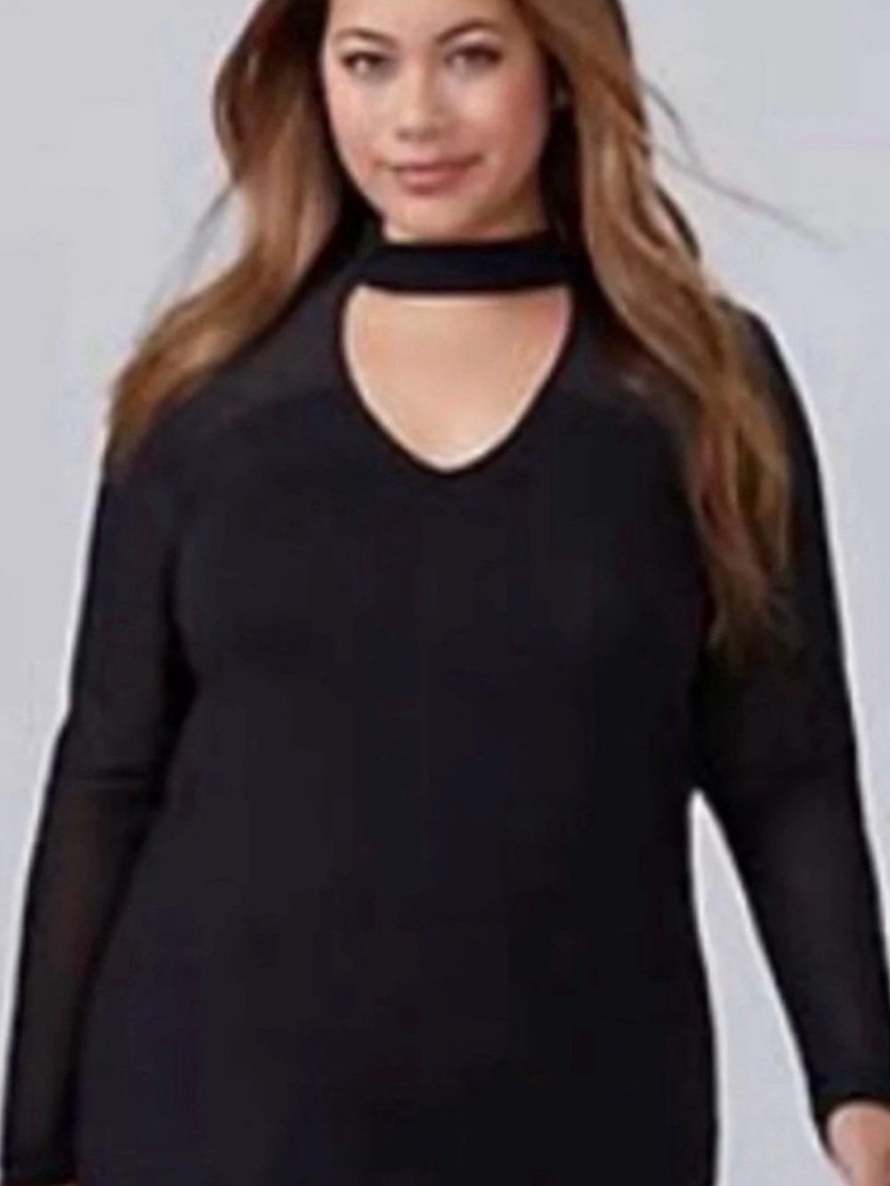 Lane Bryant Long Sleeves Chocker Style Neck Top Size 22/24 Black